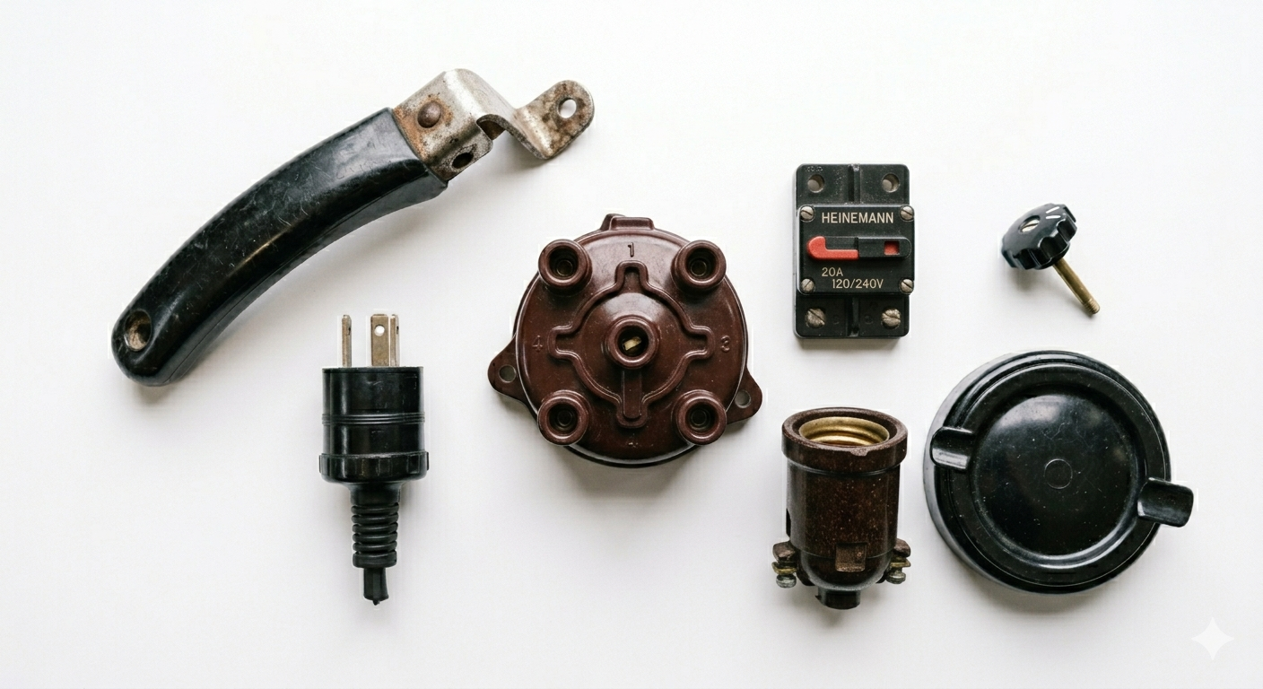 Cabo de panela em baquelite — componente termofixo industrial